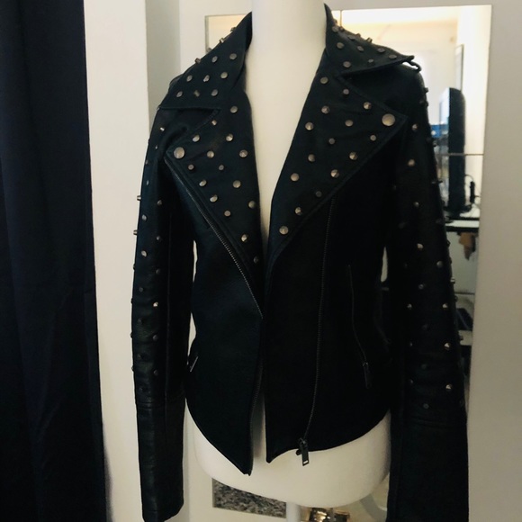 Studded Black Leather Jacket - Picture 2 of 2